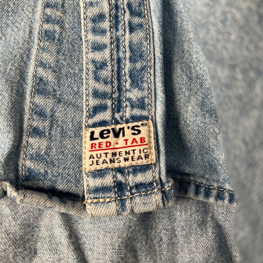 Vintage Levis Mens Denim Shirt Long Sleeve Button Up Red Tab size XXL Rodeo - Picture 5 of 12